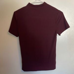 Maroon high neck tee
